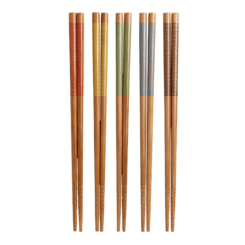 World Market 5 Pack Multicolor Stripe Bamboo Chopsticks Set of 2 1 World Market 5 Pack Multicolor Stripe Bamboo Chopsticks Set of 2