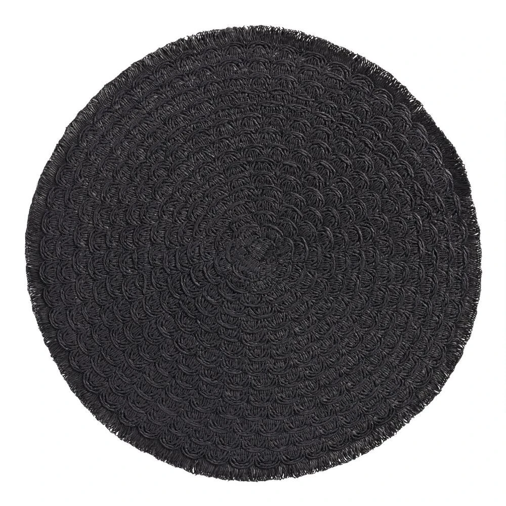 World Market Round Black Braided Placemat With Fringe Set Of 4 1 World Market Round Black Braided Placemat With Fringe Set Of 4
