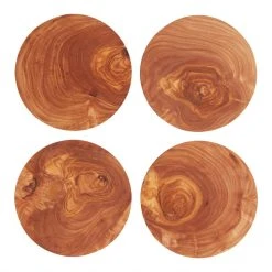 World Market Round Olive Wood Coasters 4 Pack