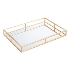 World Market Cole Antique Brass Mirrored Bar Tray