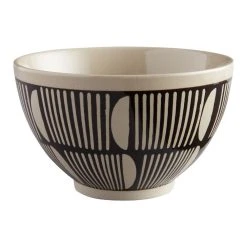 World Market Black And Sand Half Moon Wax Resist Noodle Bowl