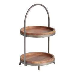 World Market Wood and Metal 2-Tier Serving Stand