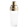 World Market Gold Metal and Ribbed Glass Cocktail Shaker