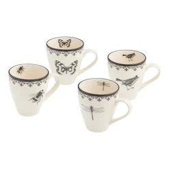 World Market French Letterpress Ceramic Mug Set Of 4