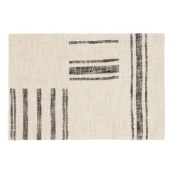 World Market Ivory and Black Rustic Stripe Patch Placemats Set of 4