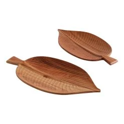 World Market Acacia Wood Leaf Shaped Serving Tray