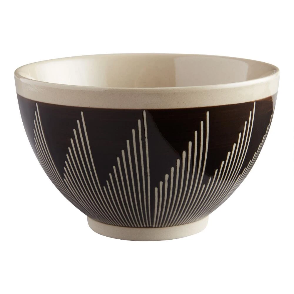 World Market Black And Sand Zigzag Wax Resist Noodle Bowl 1 World Market Black And Sand Zigzag Wax Resist Noodle Bowl
