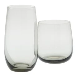 World Market Wynn Smoke Gray Bar Glass Set of 2