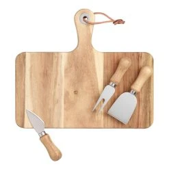 World Market Cheese Knives and Cutting Board 4 Piece Set