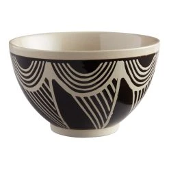 World Market Black And Sand Two Row Wax Resist Noodle Bowl