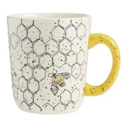 World Market White And Yellow Bee Honeycomb Ceramic Mug