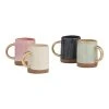 World Market Dipped Reactive Glaze Gold Handle Ceramic Mug Set Of 4