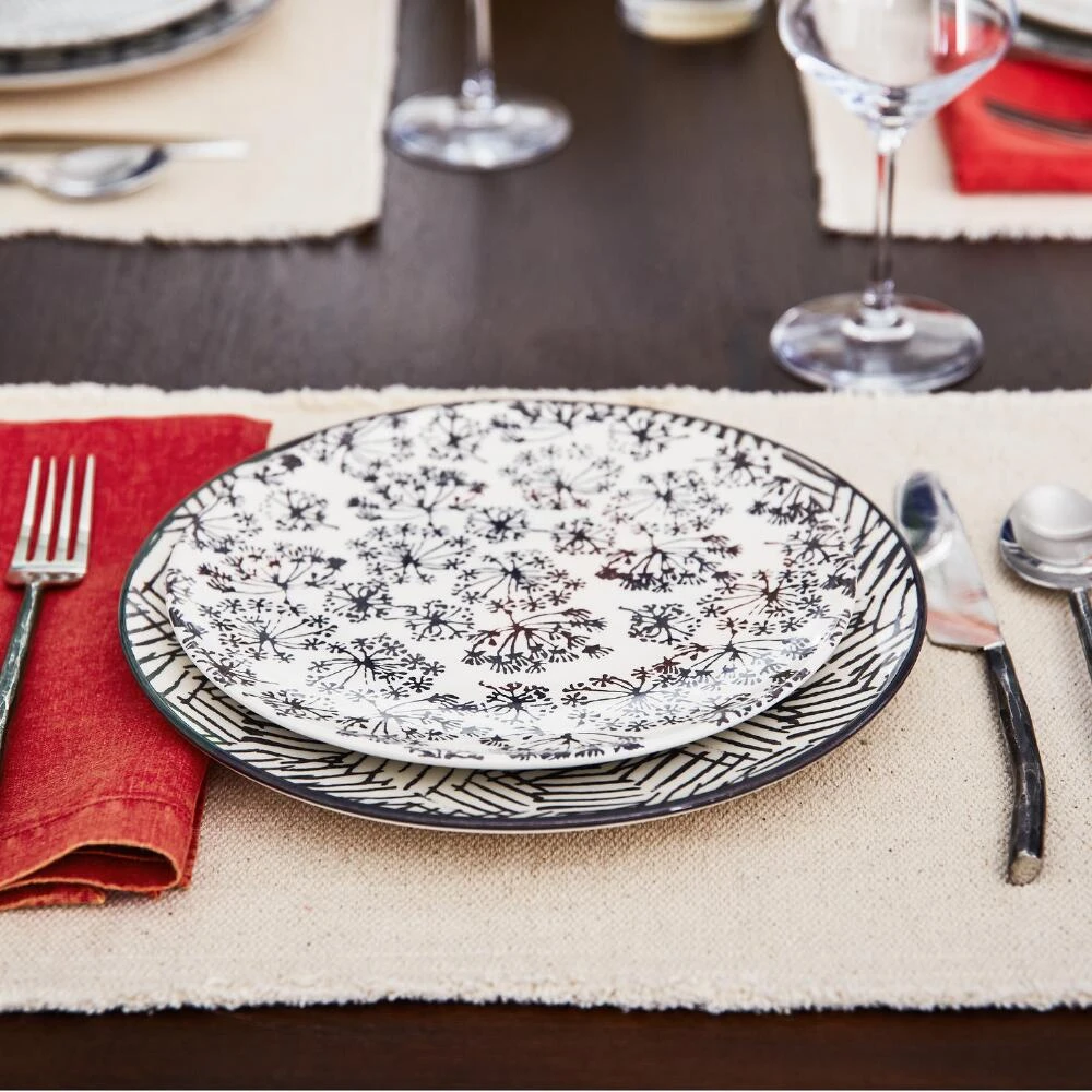 World Market Neutral Woven Placemats with Natural Fringe Set of 4 2 World Market Neutral Woven Placemats with Natural Fringe Set of 4 - Image 2