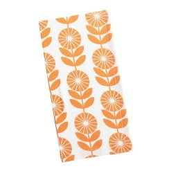 World Market Ivory and Orange Daisy Napkins Set of 4