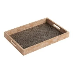 World Market Embossed Wood And Metal Serving Tray