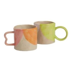 World Market Reactive Glaze Ovals Hand Painted Ceramic Mug
