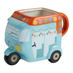 World Market Blue And Orange Rickshaw Figural Ceramic Mug
