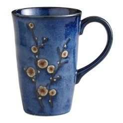 World Market Cherry Blossom Blue Porcelain Mug Set Of 6