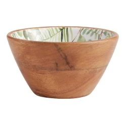 World Market Small Green Eucalyptus Enamel Wood Bowl